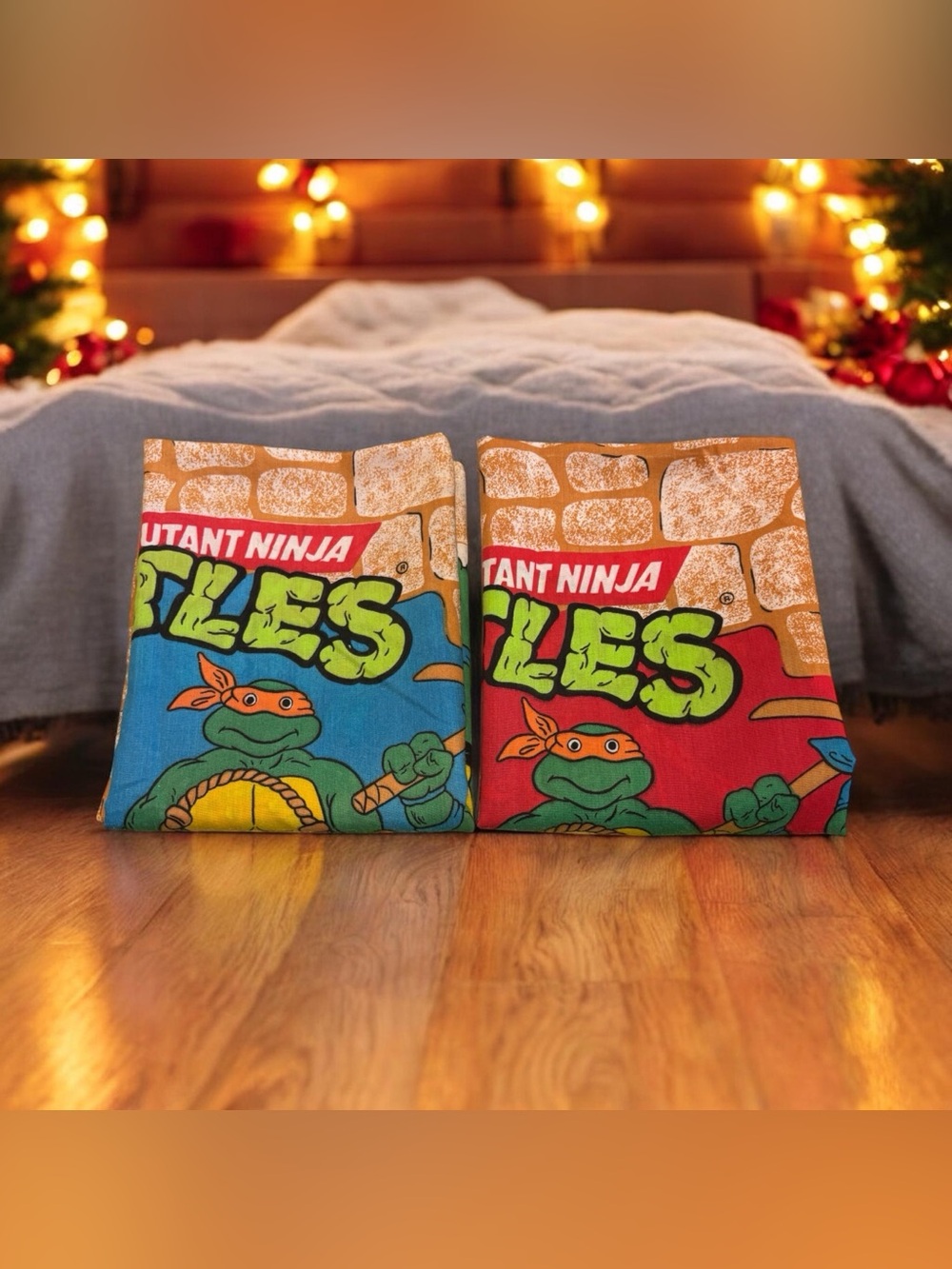 Vintage 1988 2 Teenage Mutant Ninja Turtles Pillowcases Mirage Studios 29”x 19”